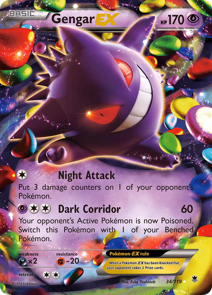 Gengar-EX Pokemon card (34/119, Phantom Forces)