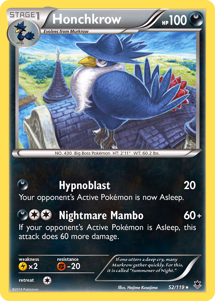 Honchkrow Pokemon card (52/119, Phantom Forces)