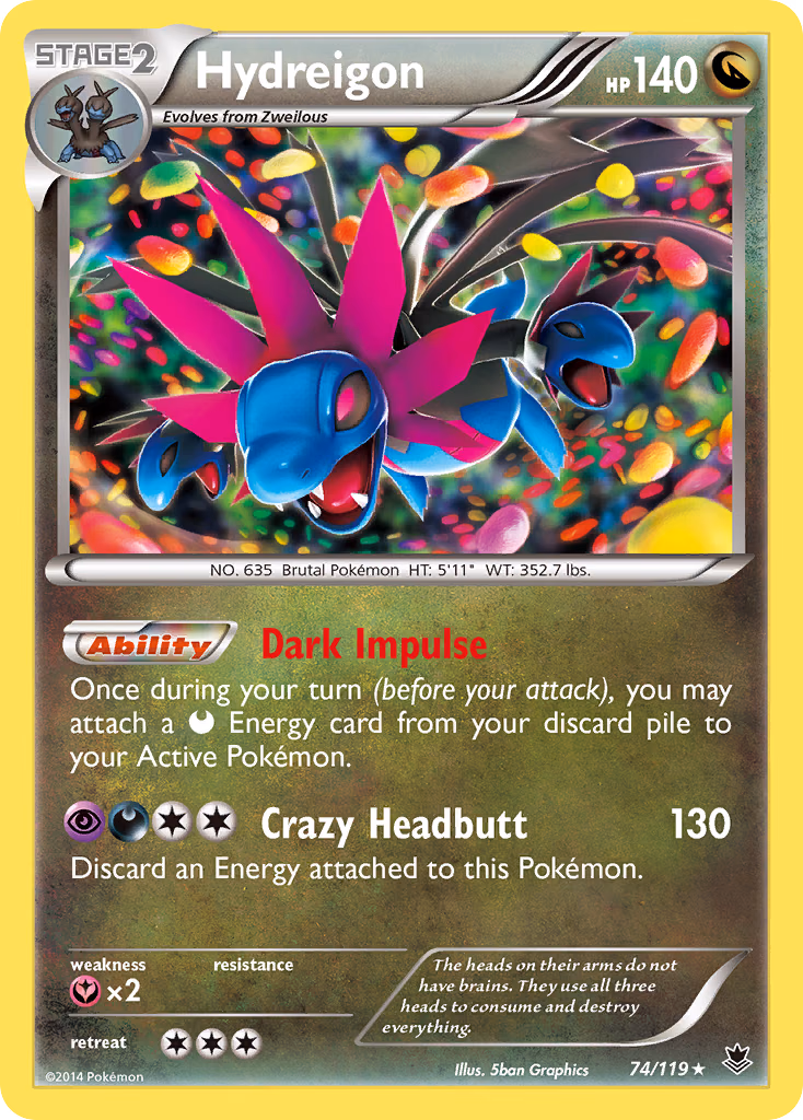 Hydreigon Pokemon card (74/119, Phantom Forces)