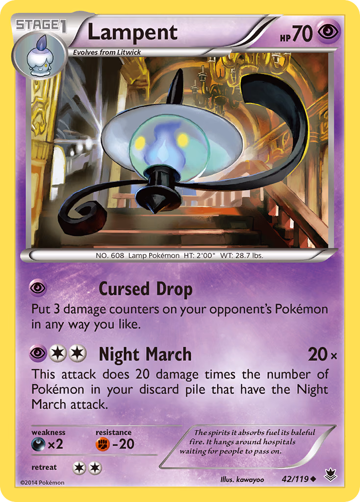 Lampent Pokemon card (42/119, Phantom Forces)
