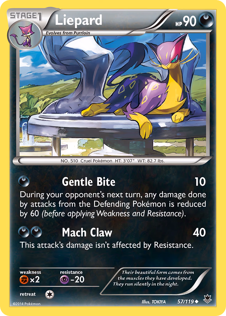 Liepard Pokemon card (57/119, Phantom Forces)