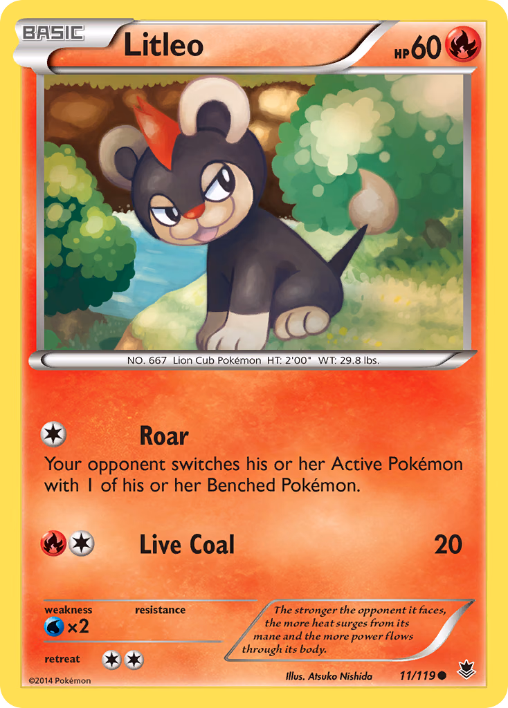 Litleo Pokemon card (11/119, Phantom Forces)