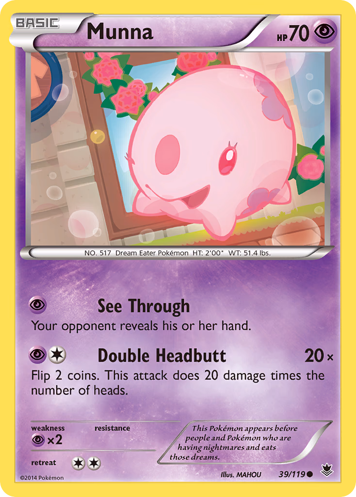 Munna Pokemon card (39/119, Phantom Forces)