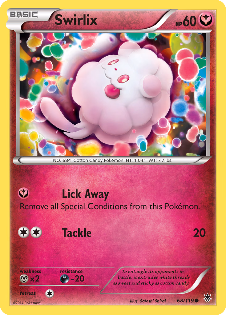 Swirlix Pokemon card (68/119, Phantom Forces)