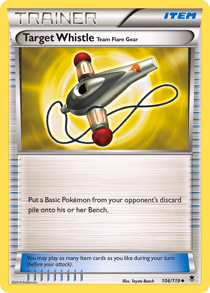 Target Whistle Team Flare Gear Pokemon card (106/119, Phantom Forces)