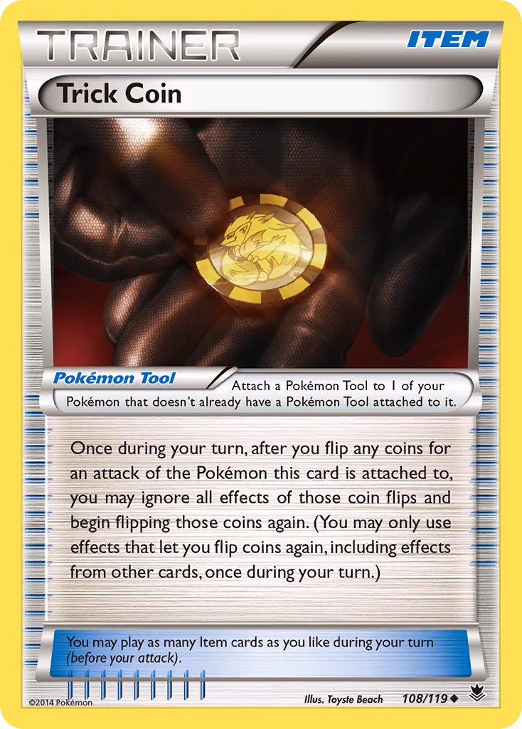Trick Coin Pokemon card (108/119, Phantom Forces)