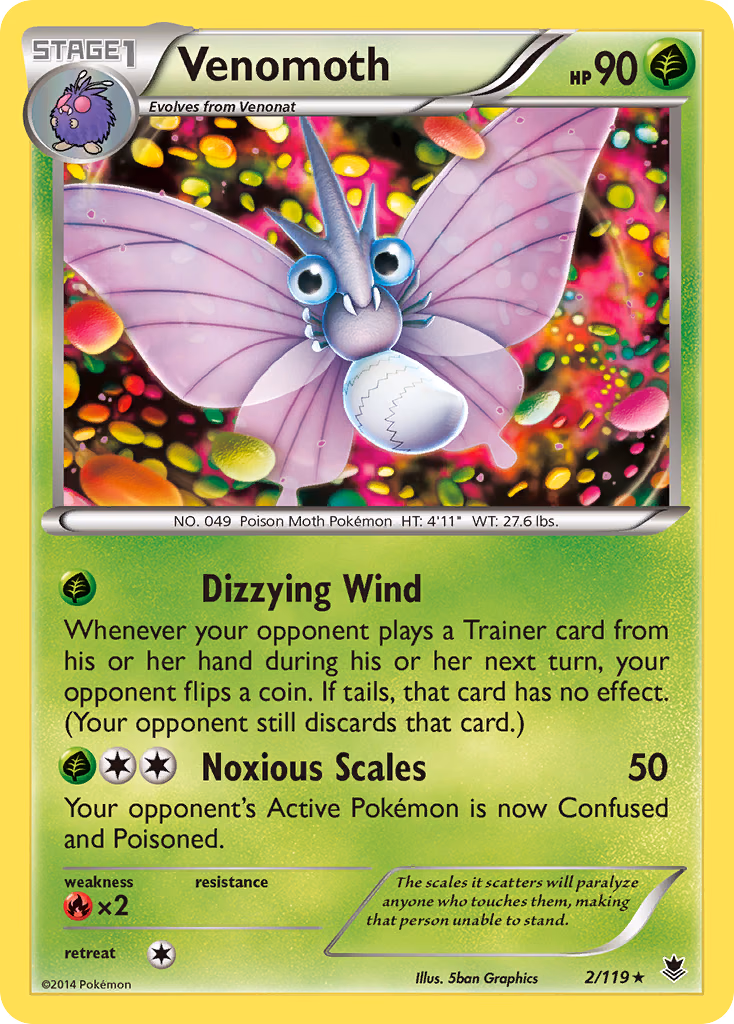 Venomoth Pokemon card (2/119, Phantom Forces)