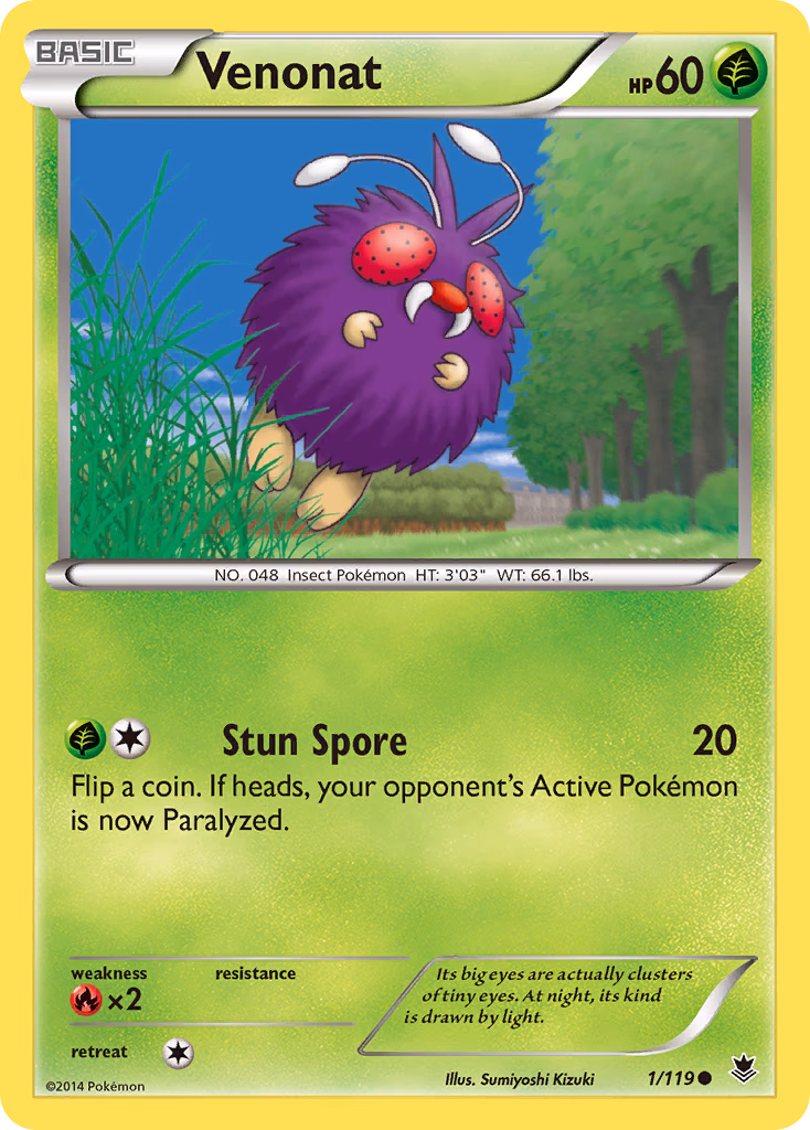 Venonat Pokemon card (1/119, Phantom Forces)