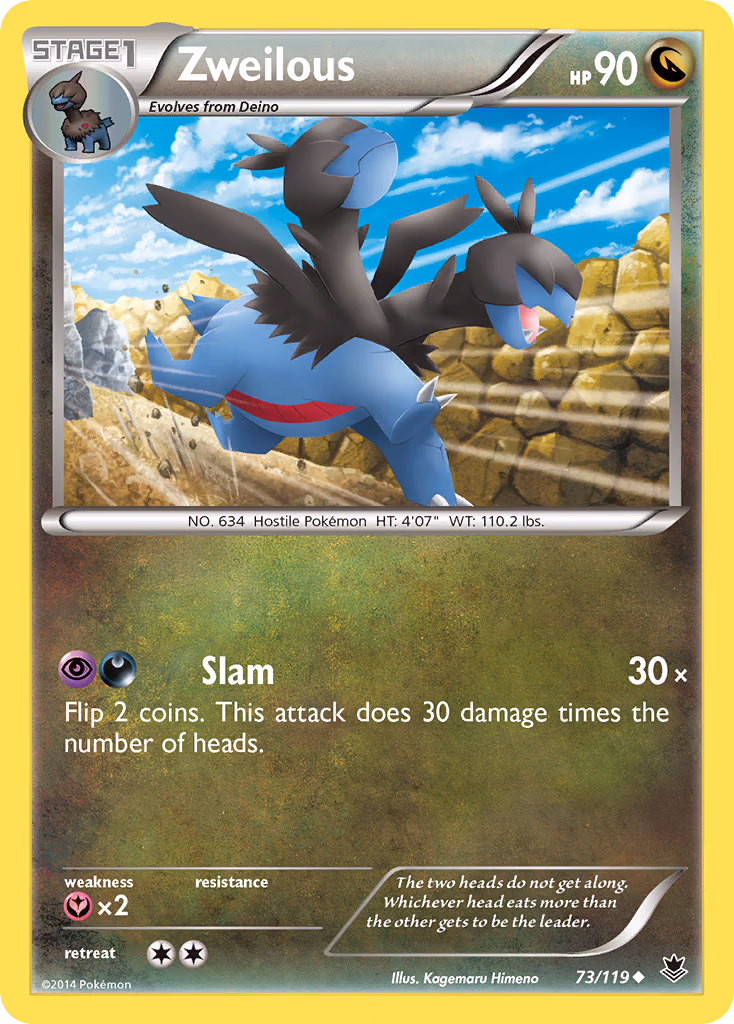 Zweilous Pokemon card (73/119, Phantom Forces)