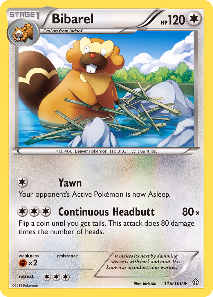 Bibarel Pokemon card (118/160, Primal Clash)