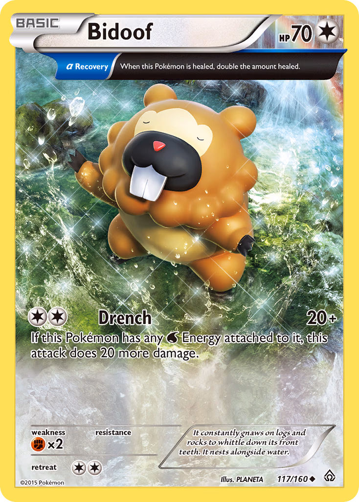 Bidoof Pokemon card (117/160, Primal Clash)