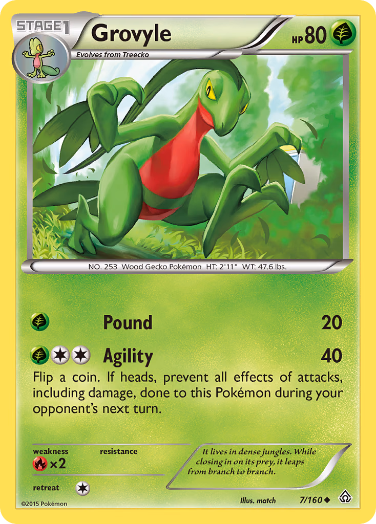Grovyle Pokemon card (7/160, Primal Clash)