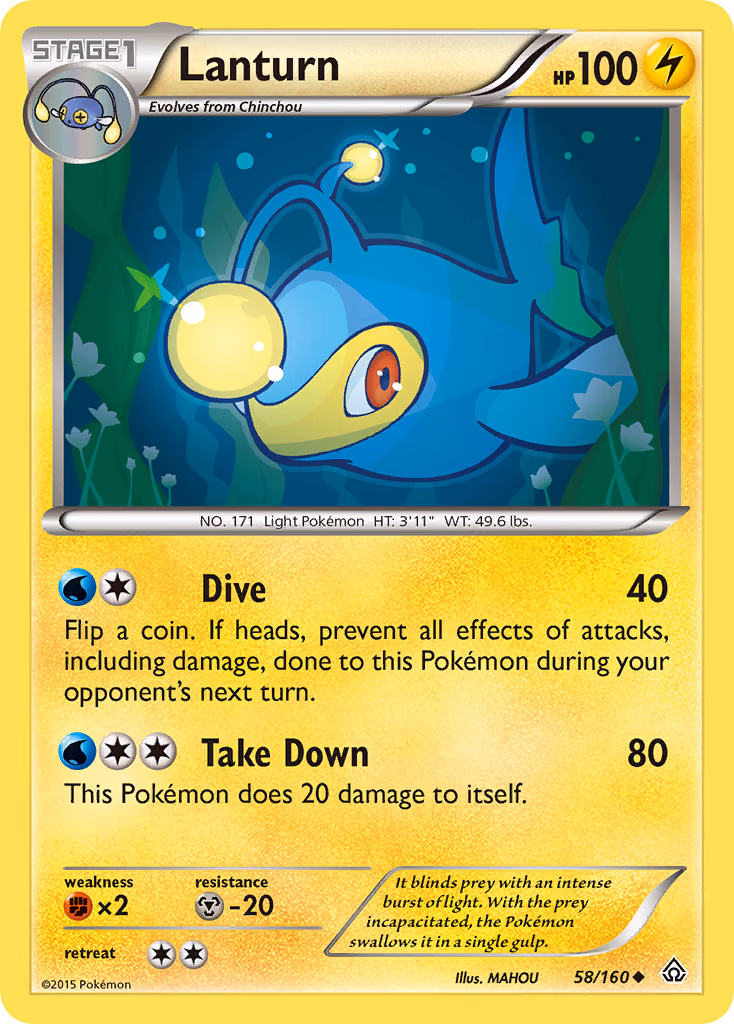 Lanturn Pokemon card (58/160, Primal Clash)