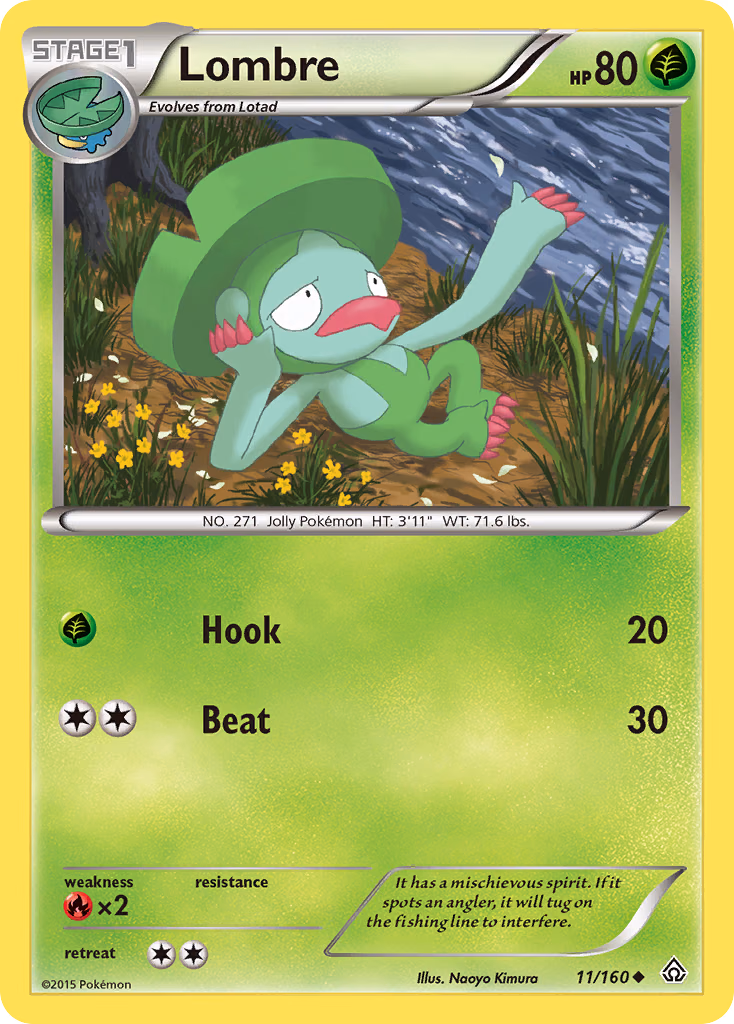 Lombre Pokemon card (11/160, Primal Clash)