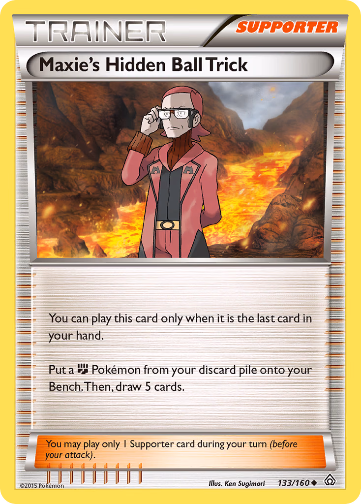Maxie's Hidden Ball Trick Pokemon card (133/160, Primal Clash)