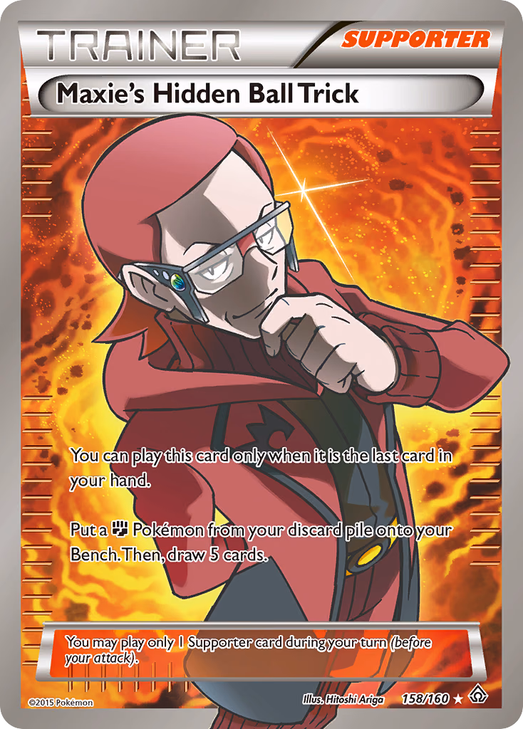 Maxie's Hidden Ball Trick Pokemon card (158/160, Primal Clash)