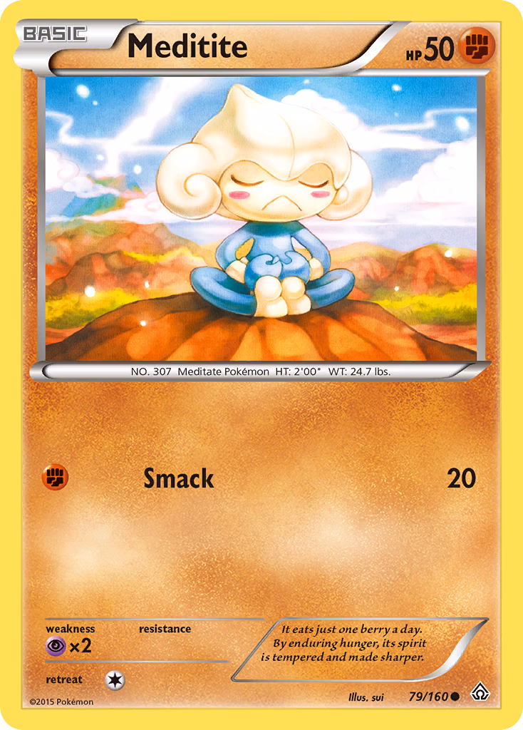 Meditite Pokemon card (79/160, Primal Clash)