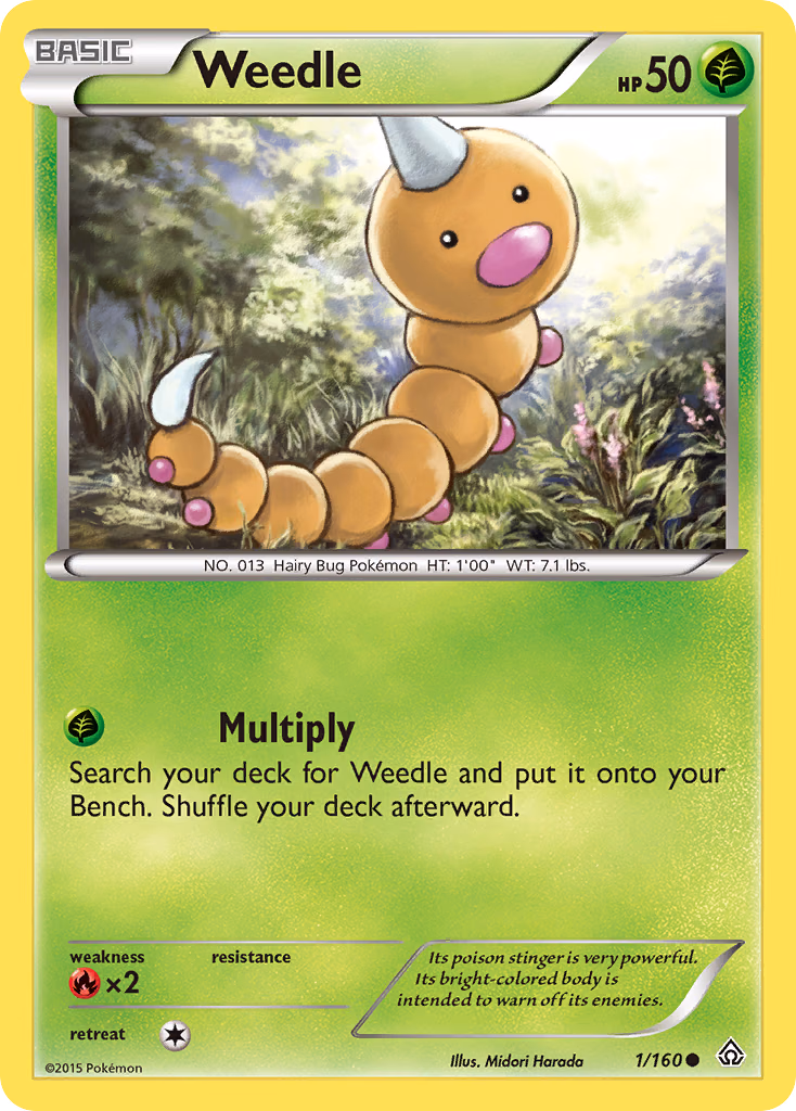 Weedle Pokemon card (1/160, Primal Clash)