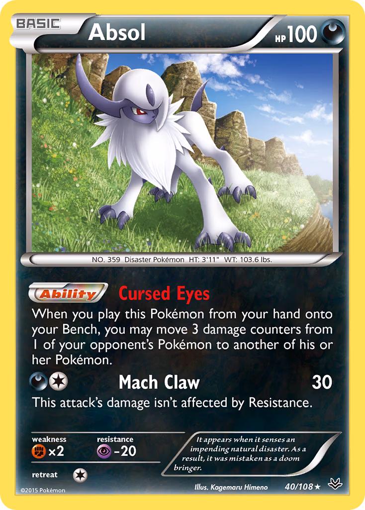 Absol Pokemon card (40/108, Roaring Skies)