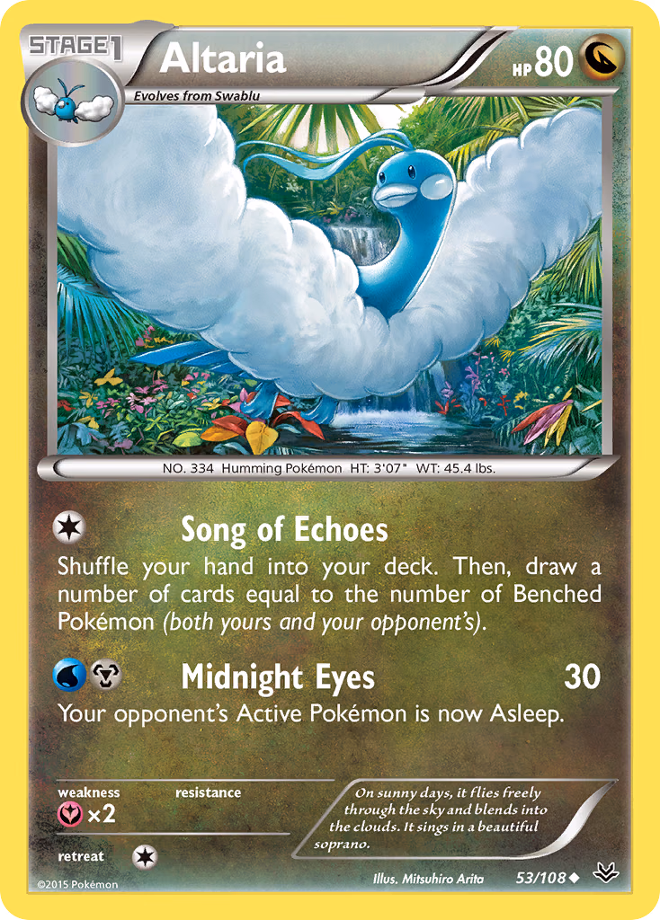 Altaria Pokemon card (53/108, Roaring Skies)