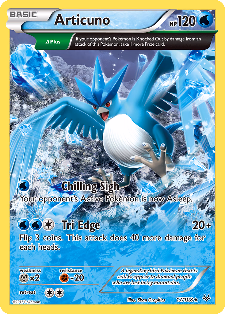 Articuno Pokemon card (17/108, Roaring Skies)