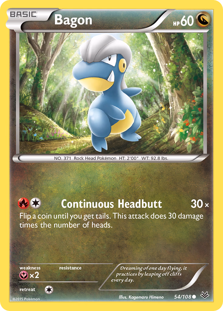 Bagon Pokemon card (54/108, Roaring Skies)