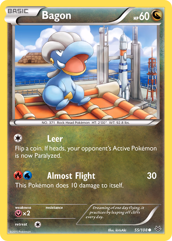 Bagon Pokemon card (55/108, Roaring Skies)