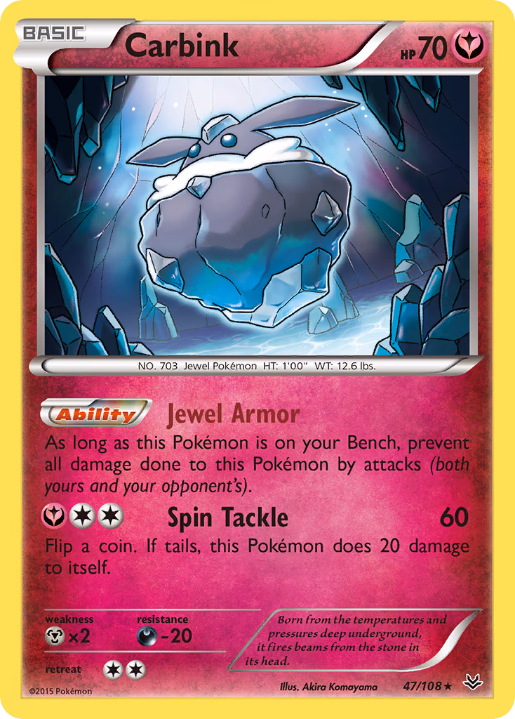 Carbink Pokemon card (47/108, Roaring Skies)