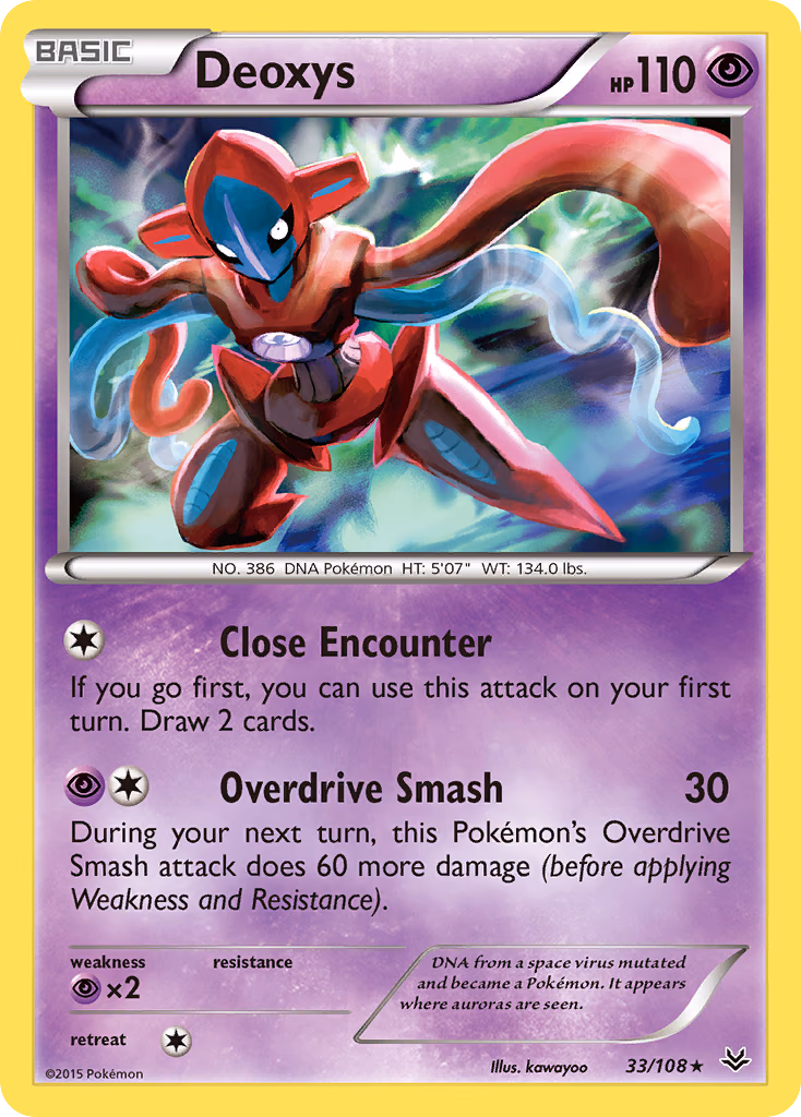 Deoxys Pokemon card (33/108, Roaring Skies)