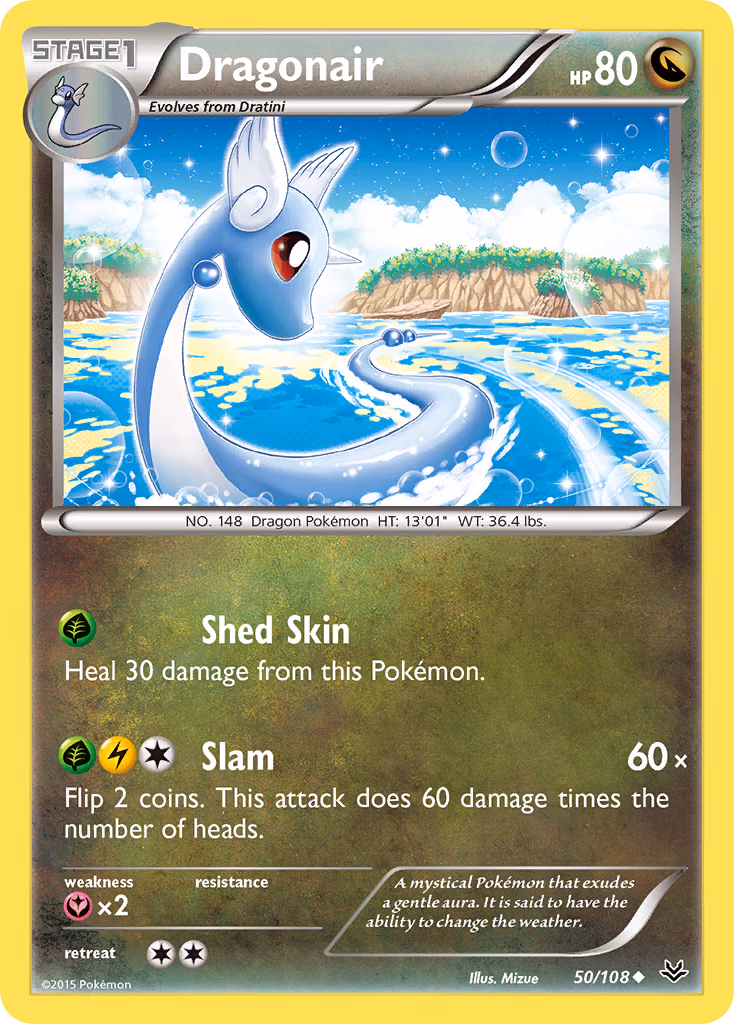 Dragonair Pokemon card (50/108, Roaring Skies)