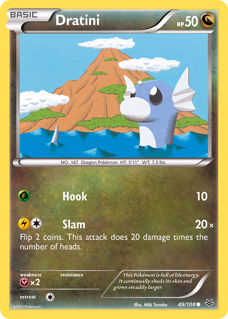 Dratini Pokemon card (49/108, Roaring Skies)