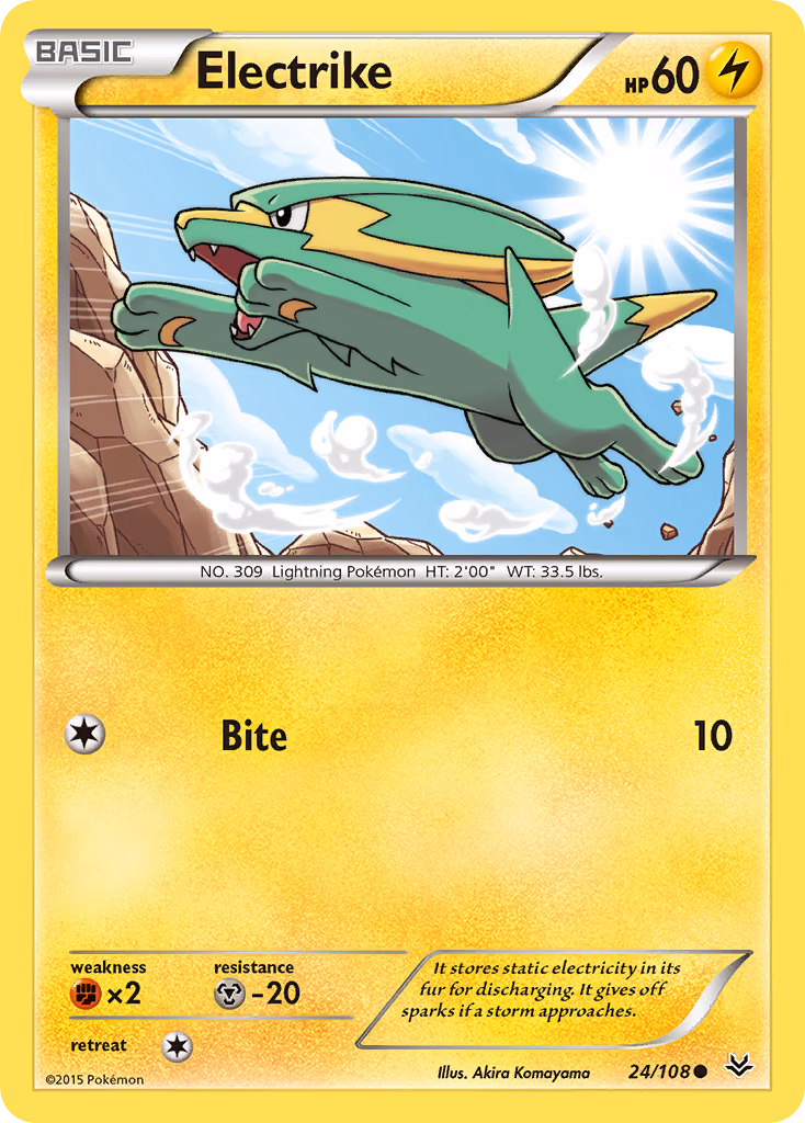 Electrike Pokemon card (24/108, Roaring Skies)