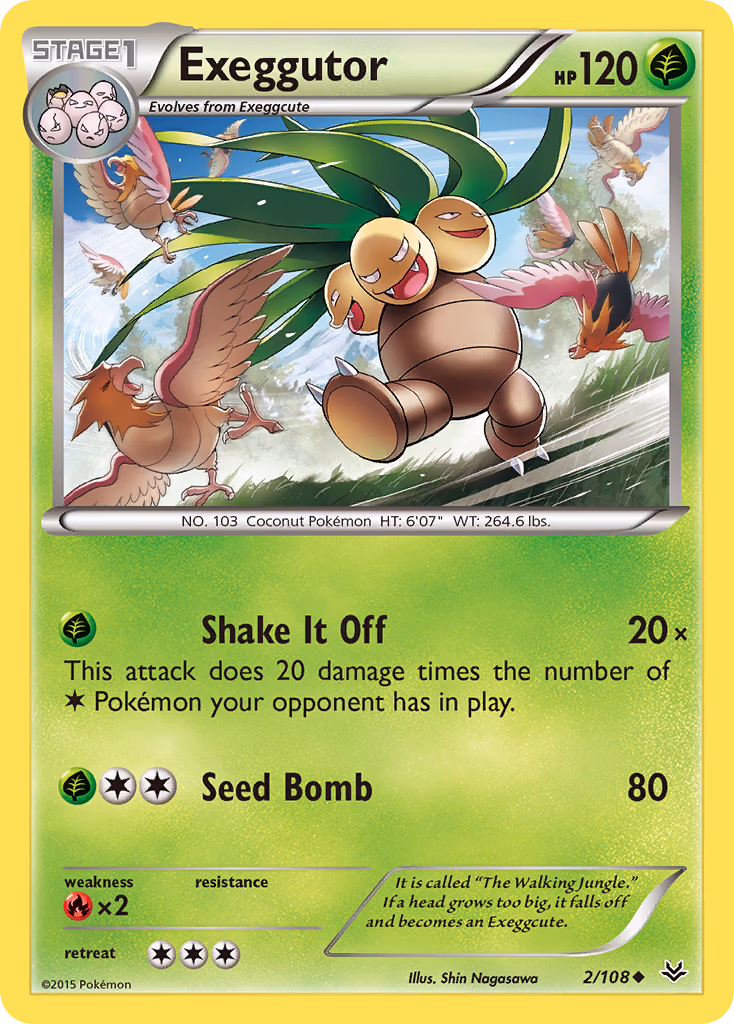 Exeggutor Pokemon card (2/108, Roaring Skies)
