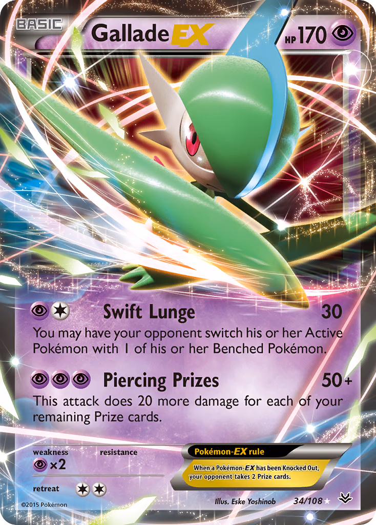 Gallade-EX Pokemon card (34/108, Roaring Skies)