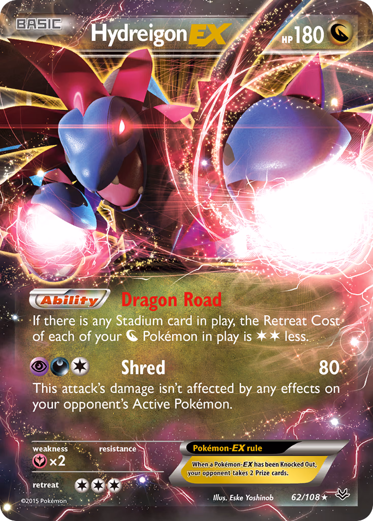 Hydreigon-EX Pokemon card (62/108, Roaring Skies)