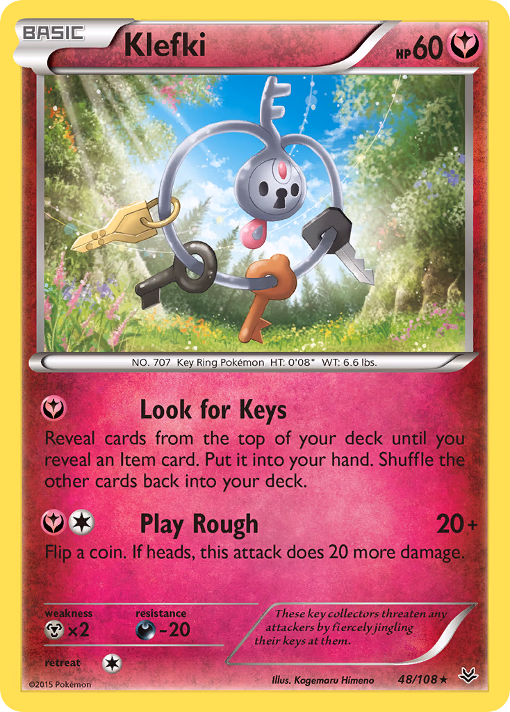 Klefki Pokemon card (48/108, Roaring Skies)