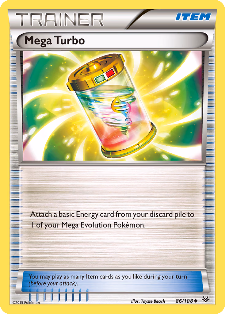 Mega Turbo Pokemon card (86/108, Roaring Skies)