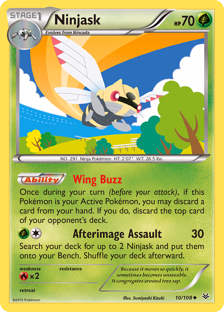 Ninjask Pokemon card (10/108, Roaring Skies)