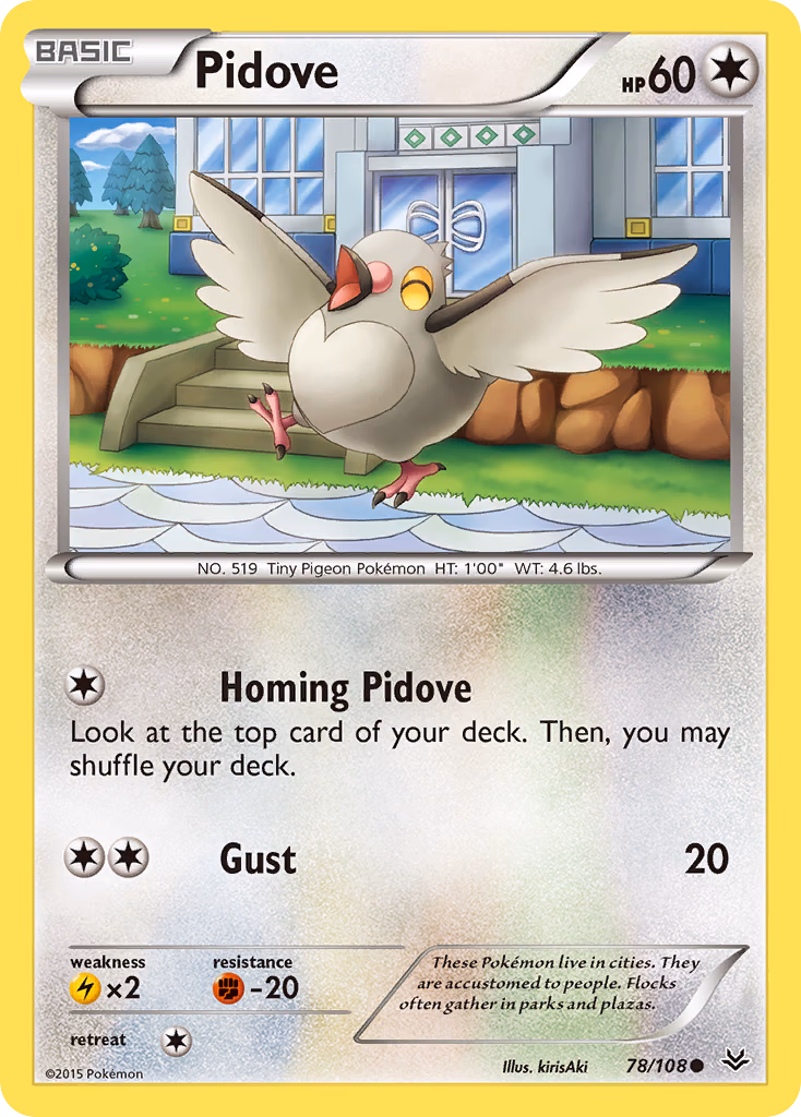 Pidove Pokemon card (78/108, Roaring Skies)