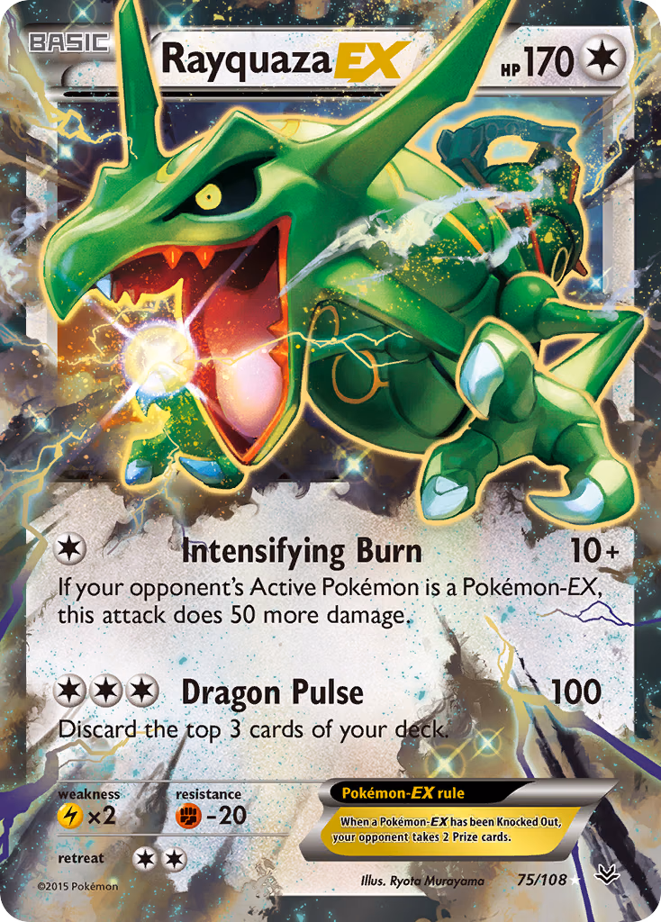 Rayquaza-EX Pokemon card (75/108, Roaring Skies)