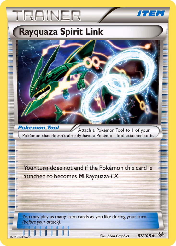 Rayquaza Spirit Link Pokemon card (87/108, Roaring Skies)