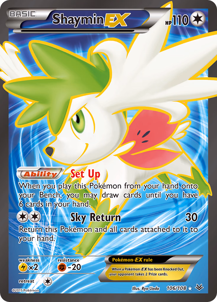 Shaymin-EX Pokemon card (106/108, Roaring Skies)