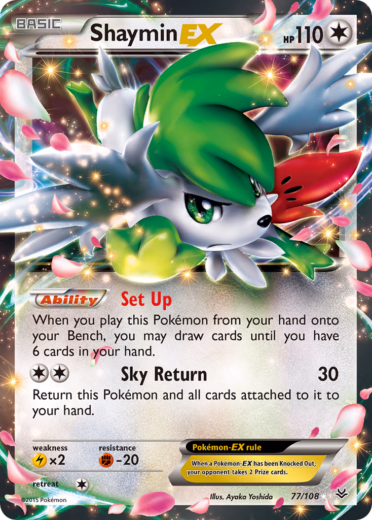 Shaymin-EX Pokemon card (77/108, Roaring Skies)