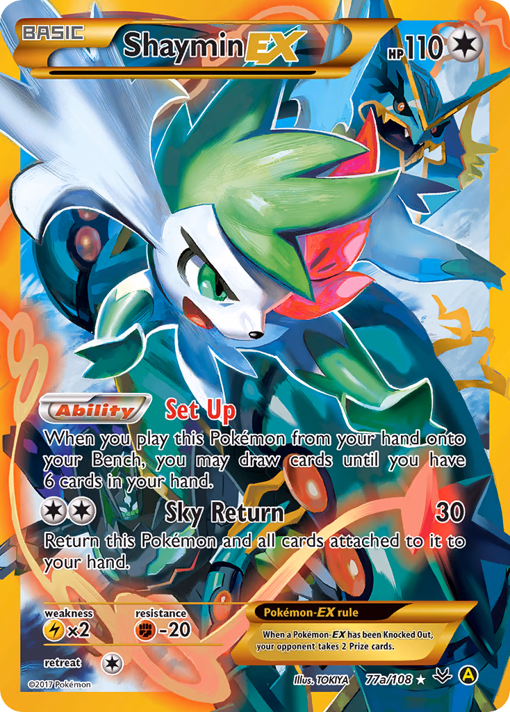 Shaymin-EX Pokemon card (77a/108, Roaring Skies)