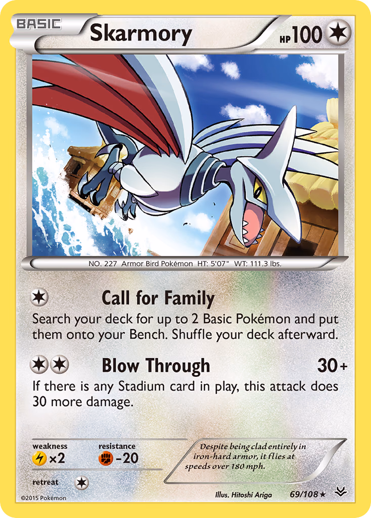 Skarmory Pokemon card (69/108, Roaring Skies)