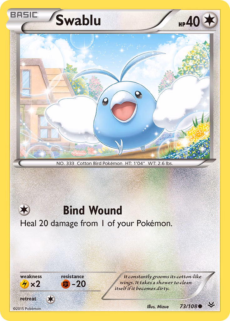 Swablu Pokemon card (73/108, Roaring Skies)