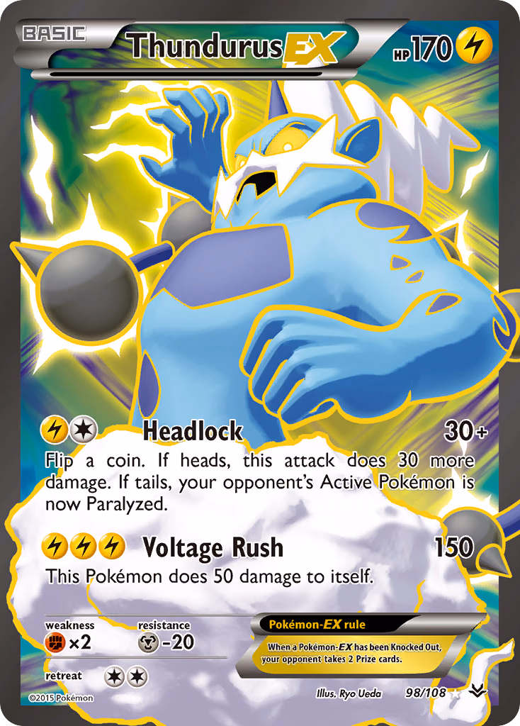 Thundurus-EX Pokemon card (98/108, Roaring Skies)