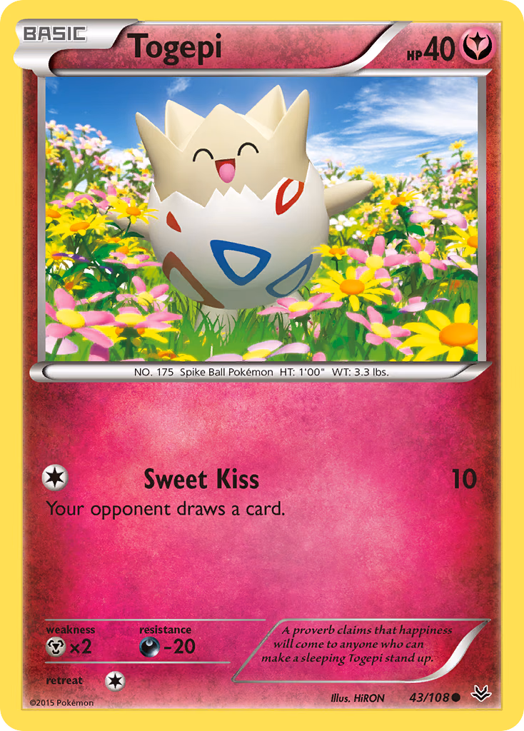 Togepi Pokemon card (43/108, Roaring Skies)