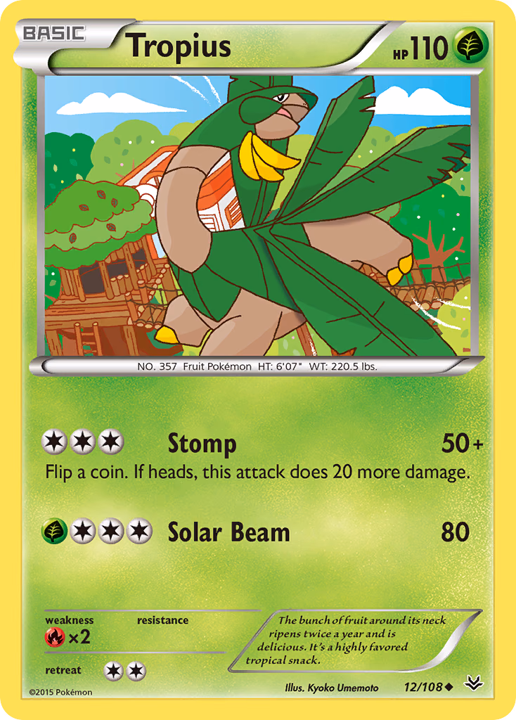 Tropius Pokemon card (12/108, Roaring Skies)