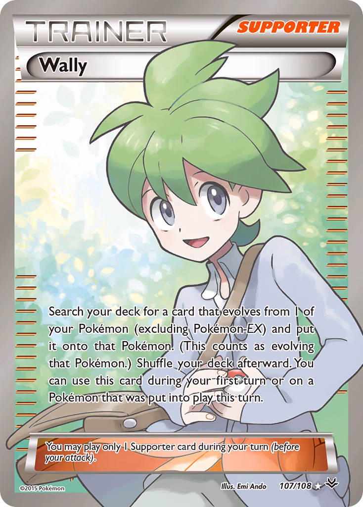 Wally Pokemon card (107/108, Roaring Skies)